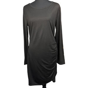 NWT BTFBM Black Dress Size L Ruched Side Long Sleeve LBD